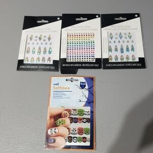 press on gemstones and nail tattoos bundle of 4